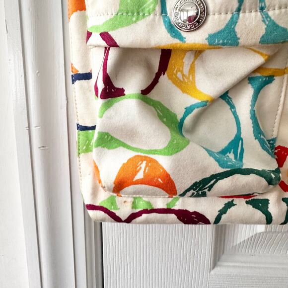 Coach Signature Multicolored Rainbow Scribble Cargo Double Pocket Crossbody Bag - Picture 6 of 12